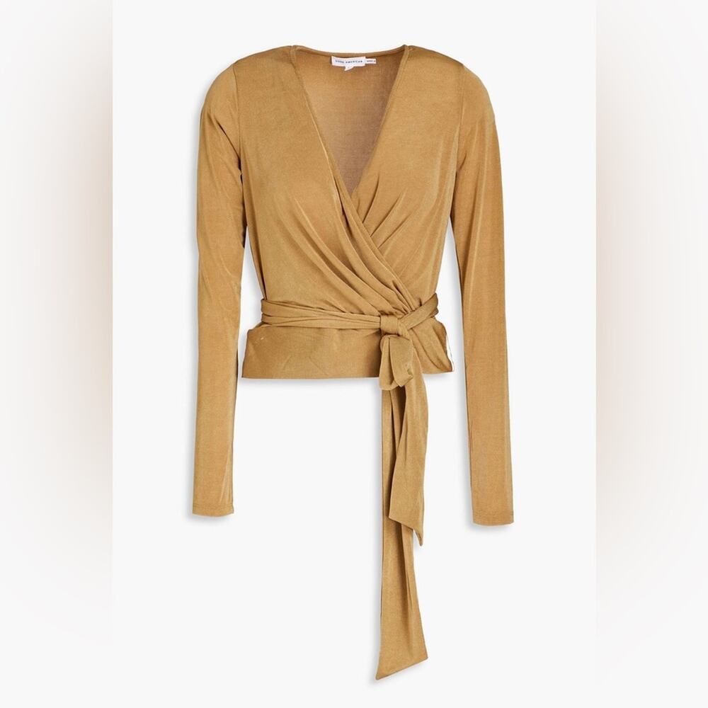 GOOD AMERICAN Wrap-effect stretch-jersey top size 3 (b18)